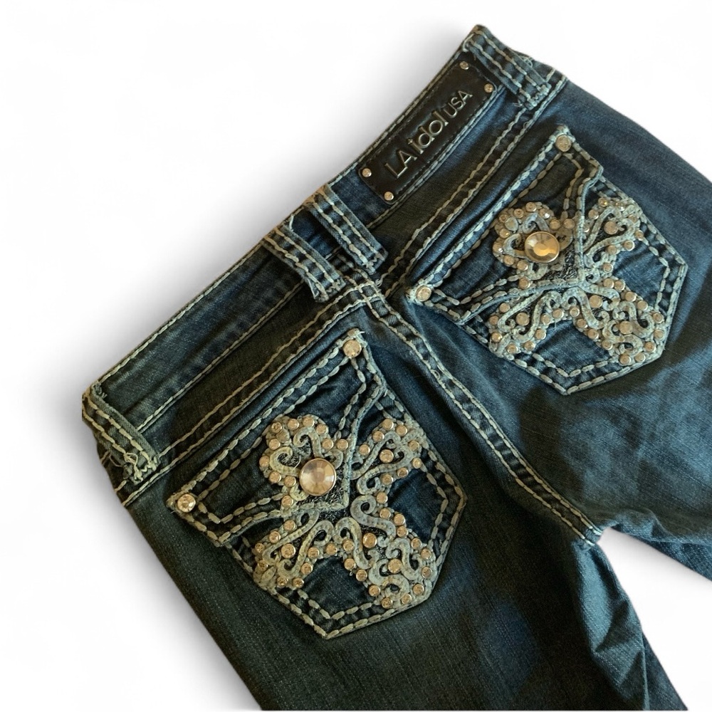 L.A. Idol with Ozzy OZZY OSBORNE Patch Woman’s Dark Blue Embellished Jeans